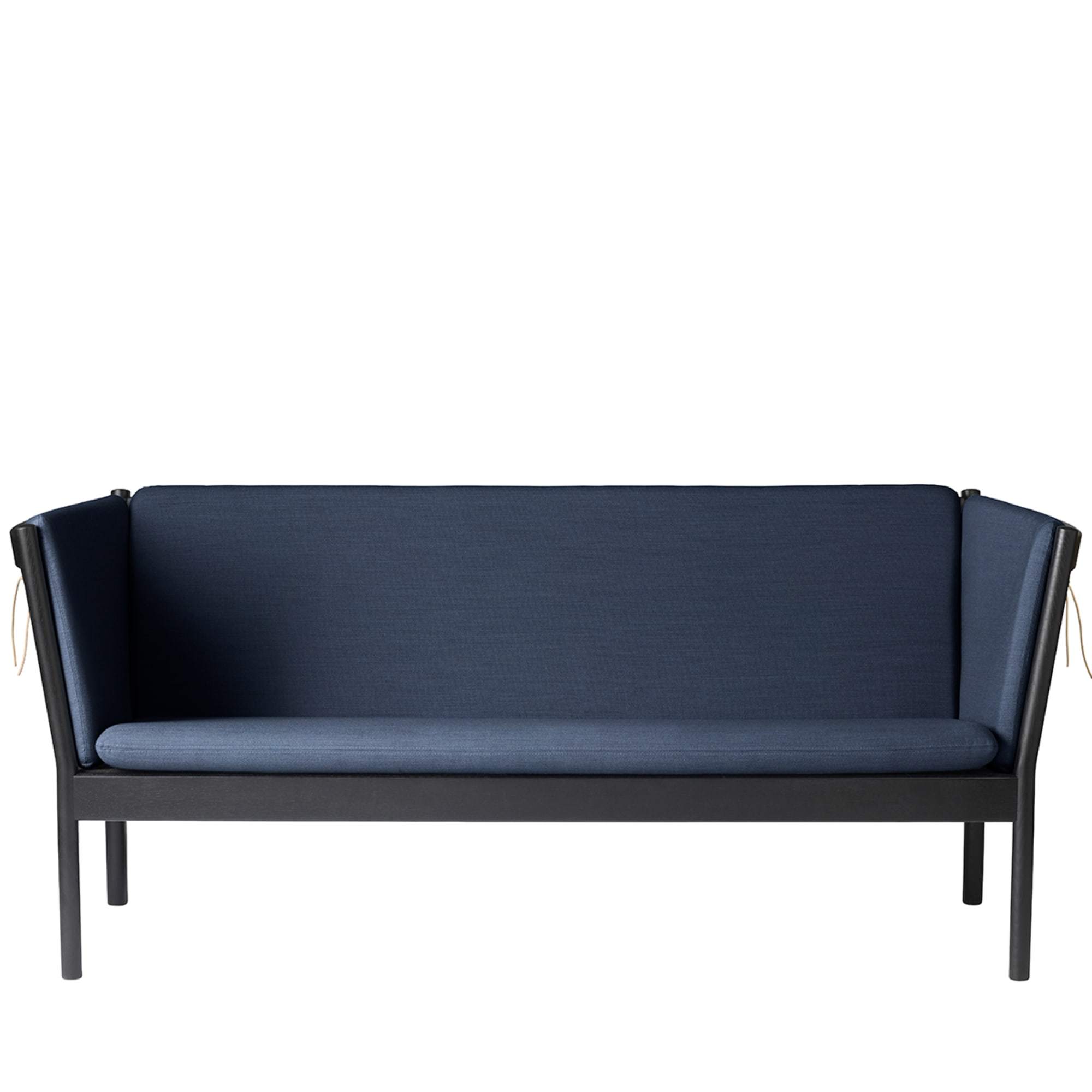 FDB Møbler J149 3 Personen -Sofa, schwarze Eiche, dunkelblauer Stoff