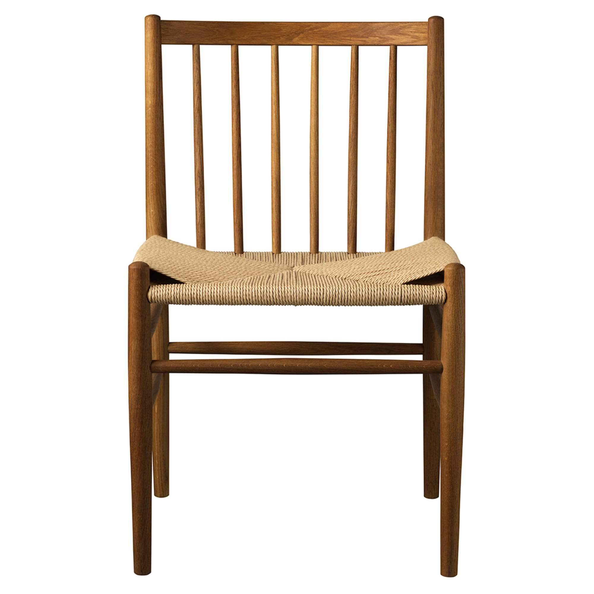 Fdb Møbler J80, chaise de salle à manger, chêne fumé, osier naturel