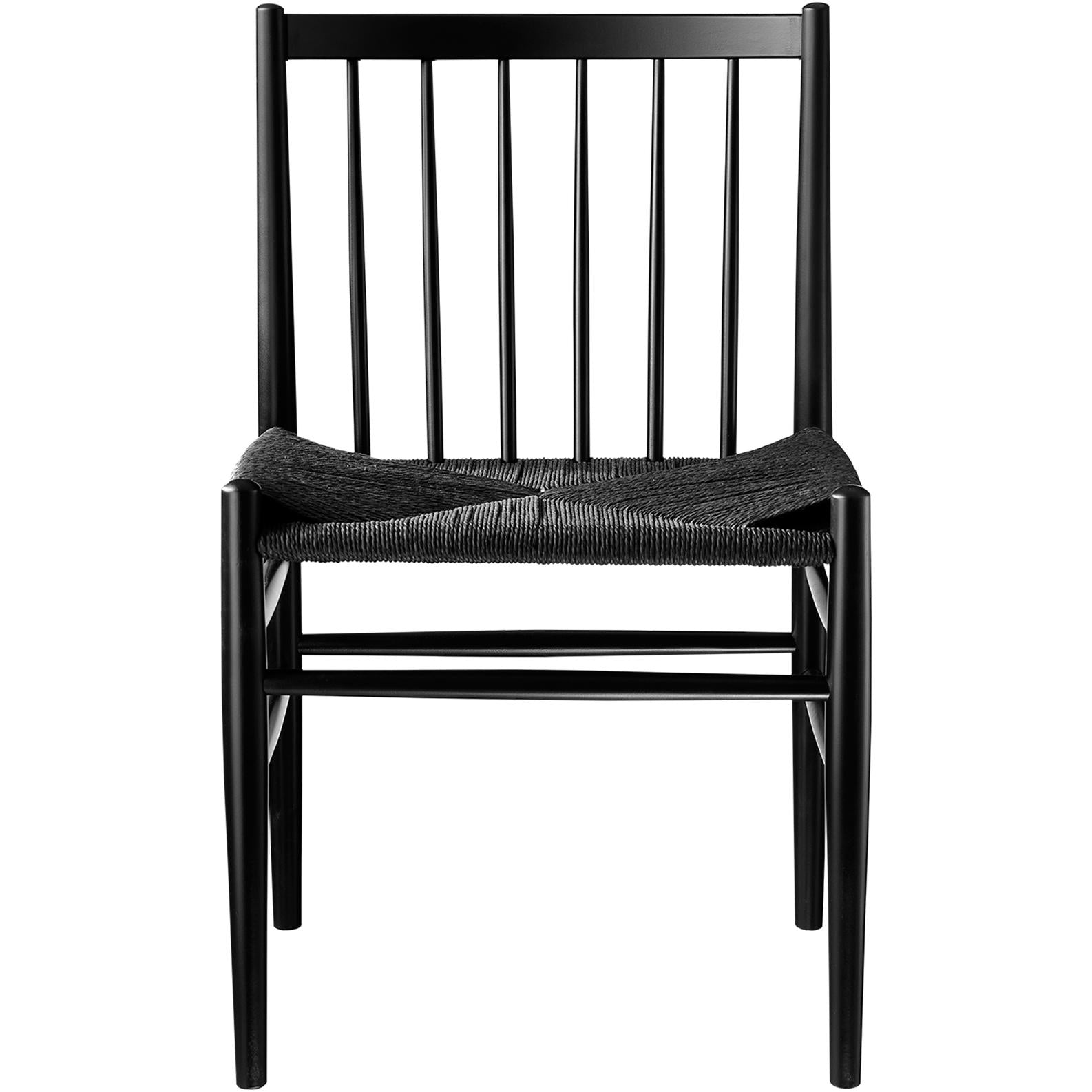 FDB Møbler J80 Chaise de salle à manger, hêtre noir, maillage noir
