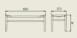 FDB Møbler J83 B Bækmark Bench Eiche geölt, Stahlblau/Naturalbum