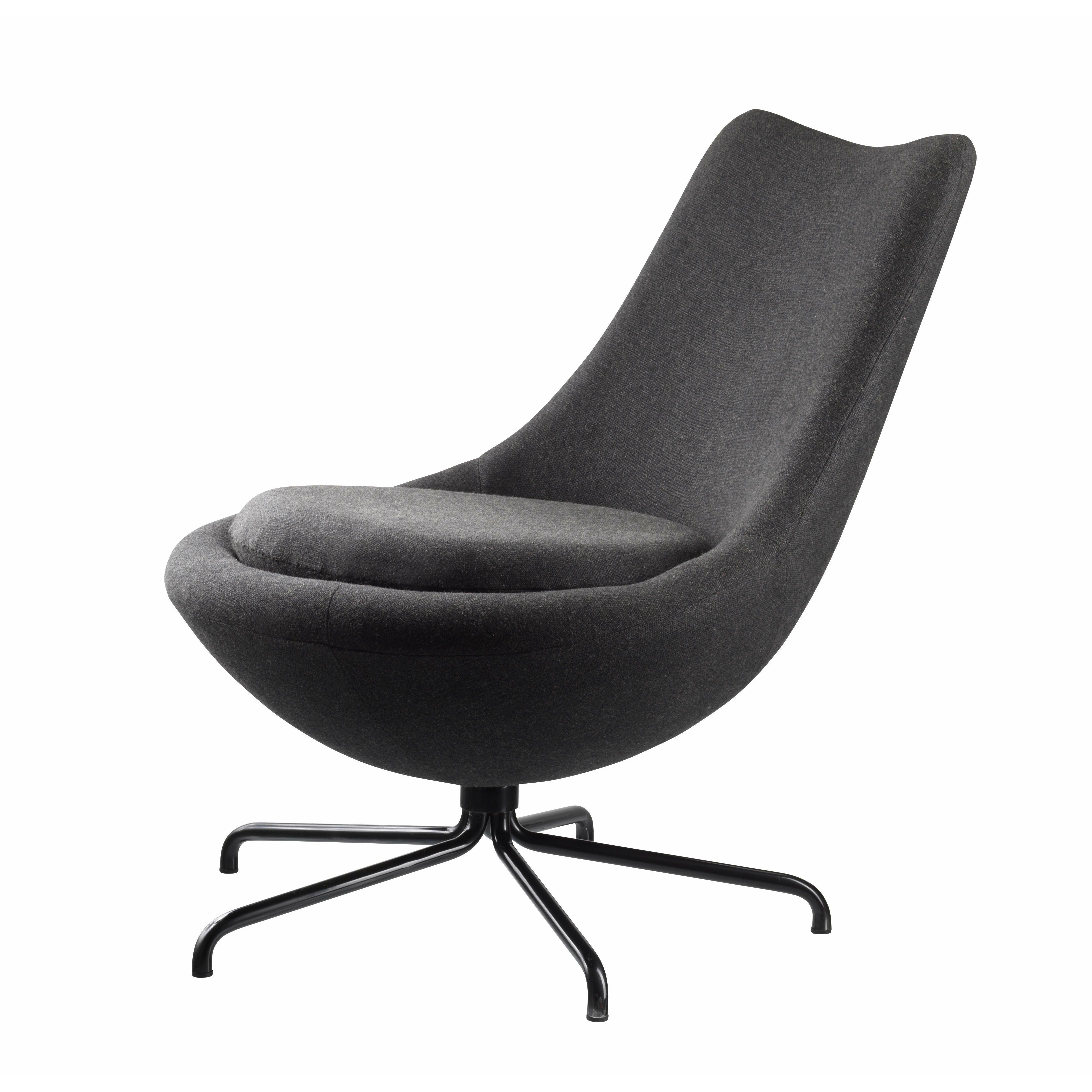 FDB Møbler L40 Silla de salón giratoria, gris oscuro/schwarvz