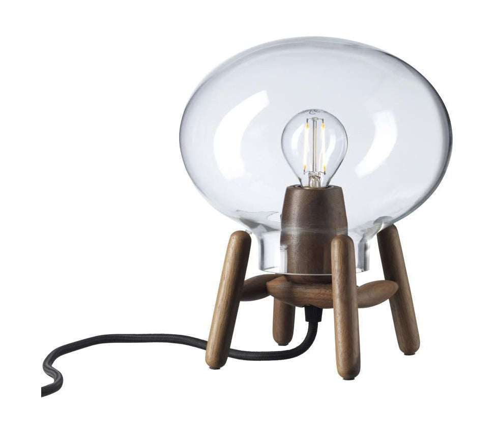 FDB Møbler U6 Hiti Mini Table Lamp, nogal/vidrio/cable negro