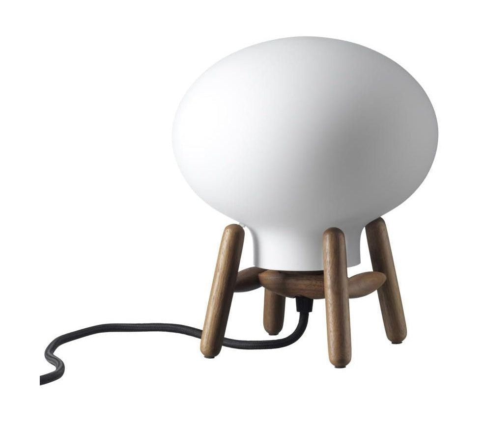 FDB Møbler U6 Hiti Mini Table Table Lampe, noix / verre opale / câble noir