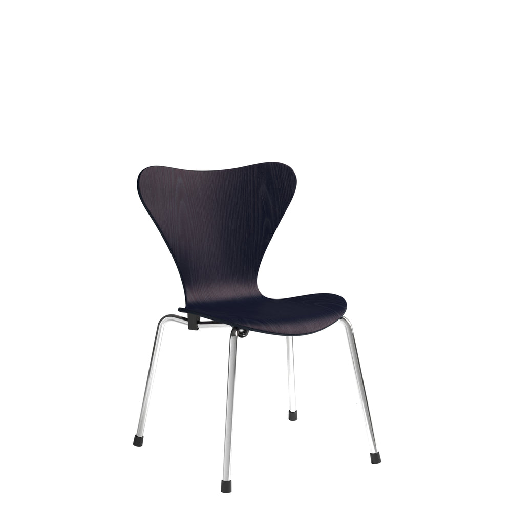 Fritz Hansen 3177 Children's Series 7 Chair, color ceniza de chapa de color/Midnight Blue