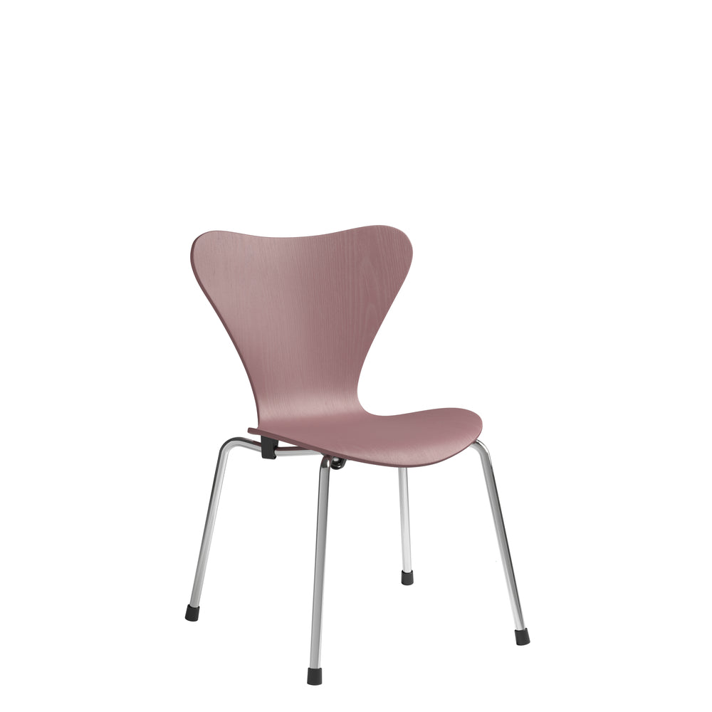 Fritz Hansen 3177 Children's Series 7 Chair, color ceniza de chapa/rosa salvaje
