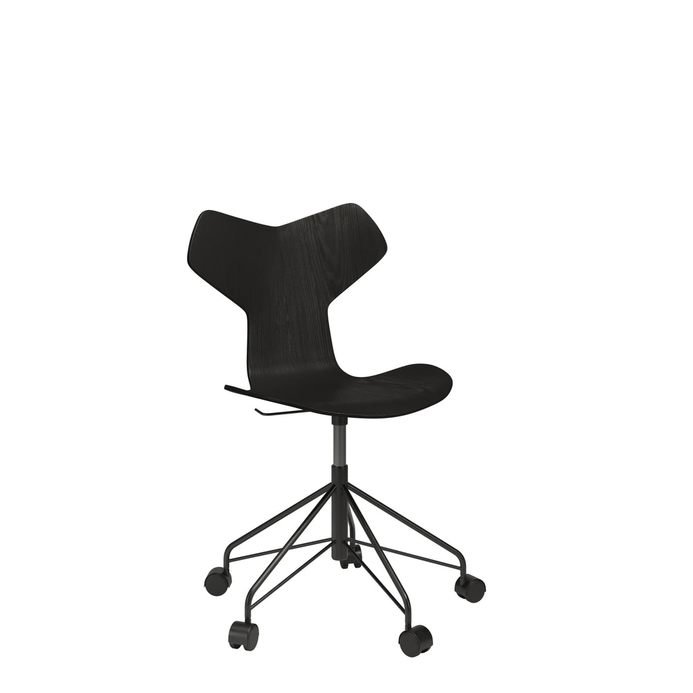 Fritz Hansen 3131 Grand Prix Drehstuhl 5 Castors, Asche schwarz