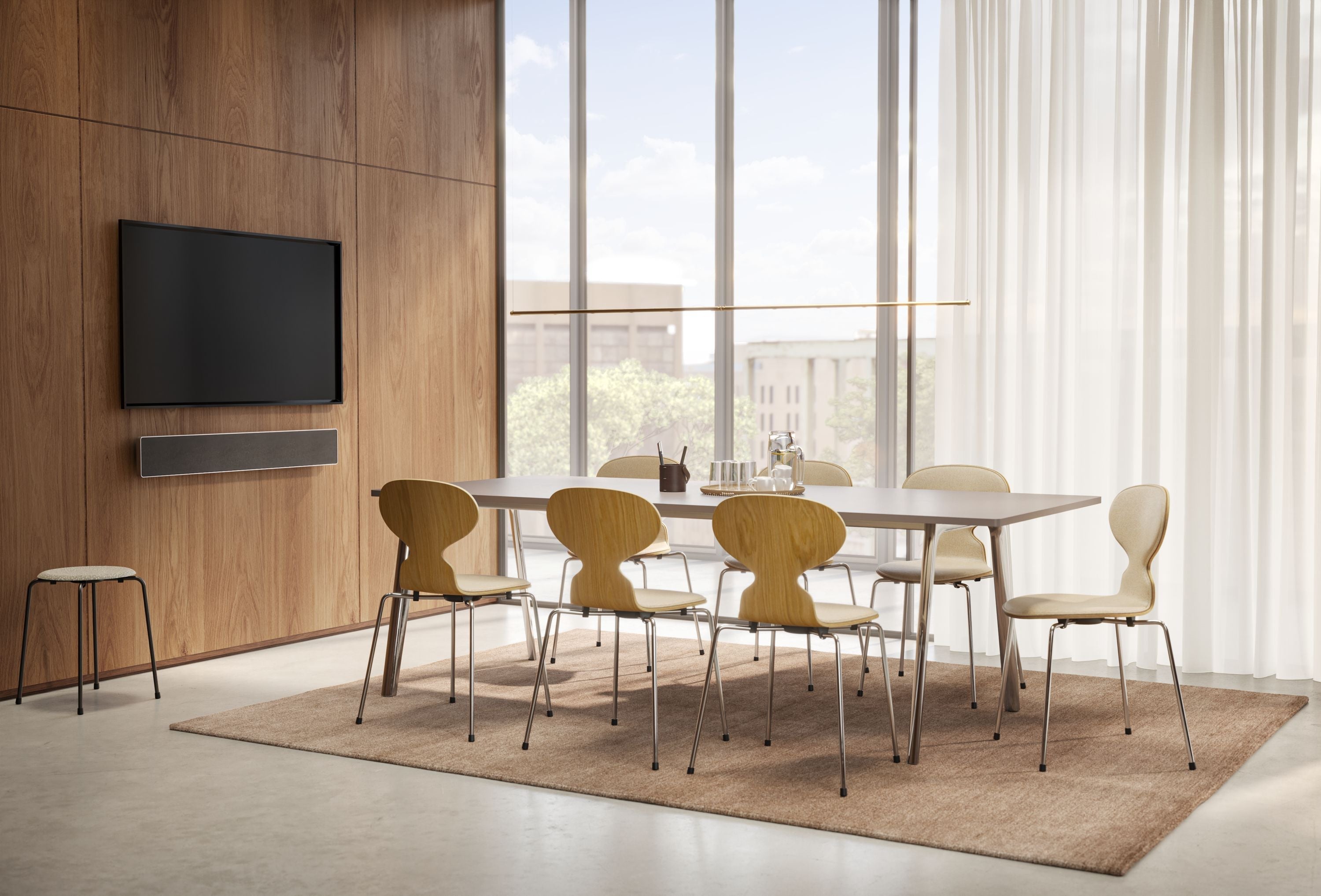 Fritz Hansen 3101 Ameisenstuhl Frontpolstered, Muschel: Clear lackiertes Furnier Eiche, Polster