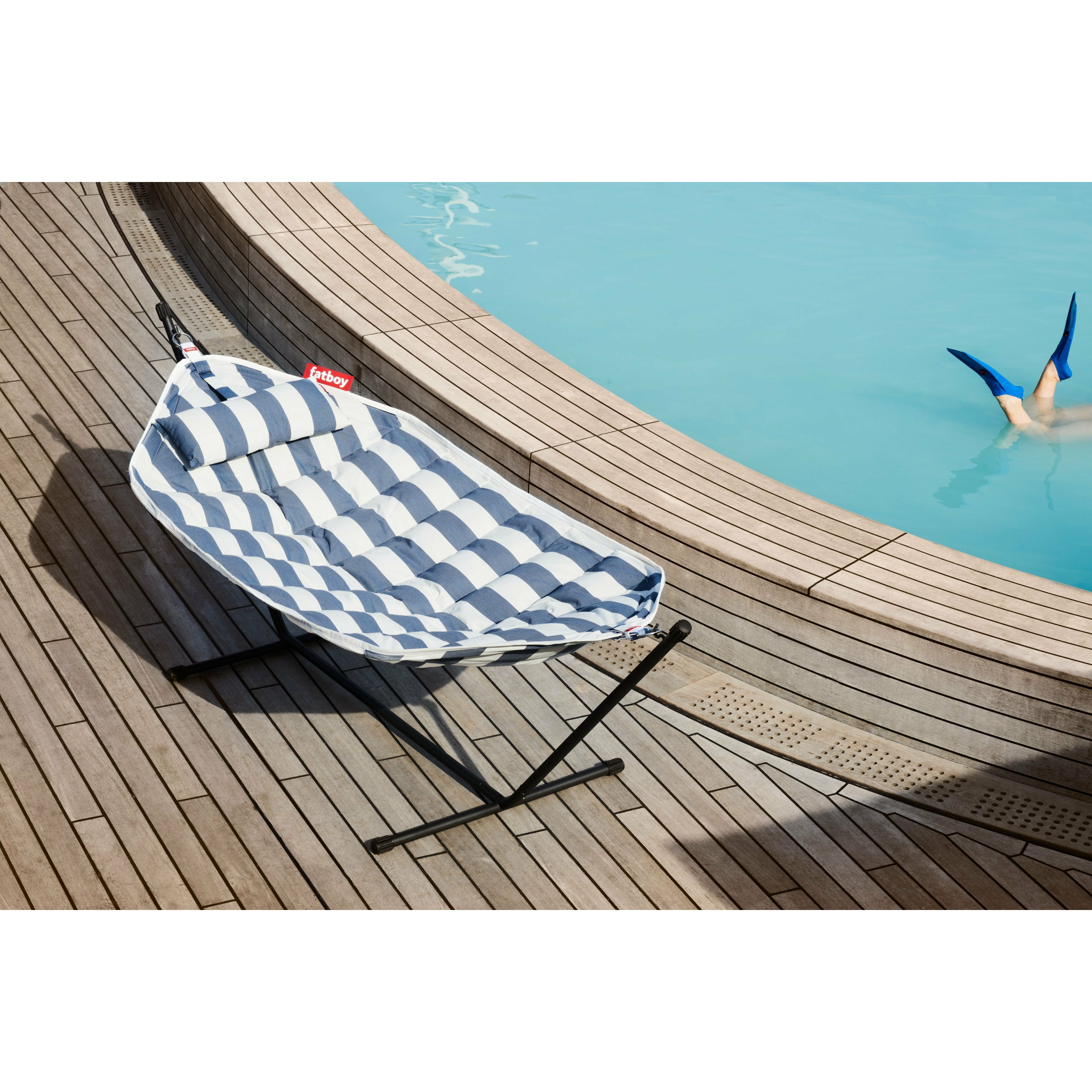 Fatboy Headdemock Superb Deluxe Hammock Incl. Frame, Cushion And Cover, Stripe Ocean Blue