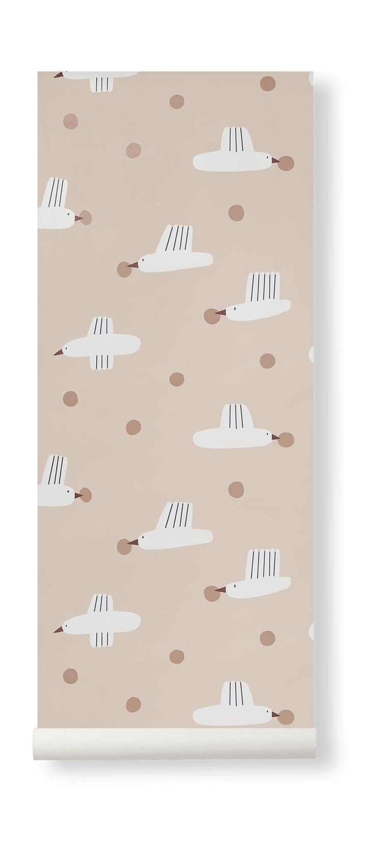 Ferm Living Birds And Berries Wallpaper, Powder