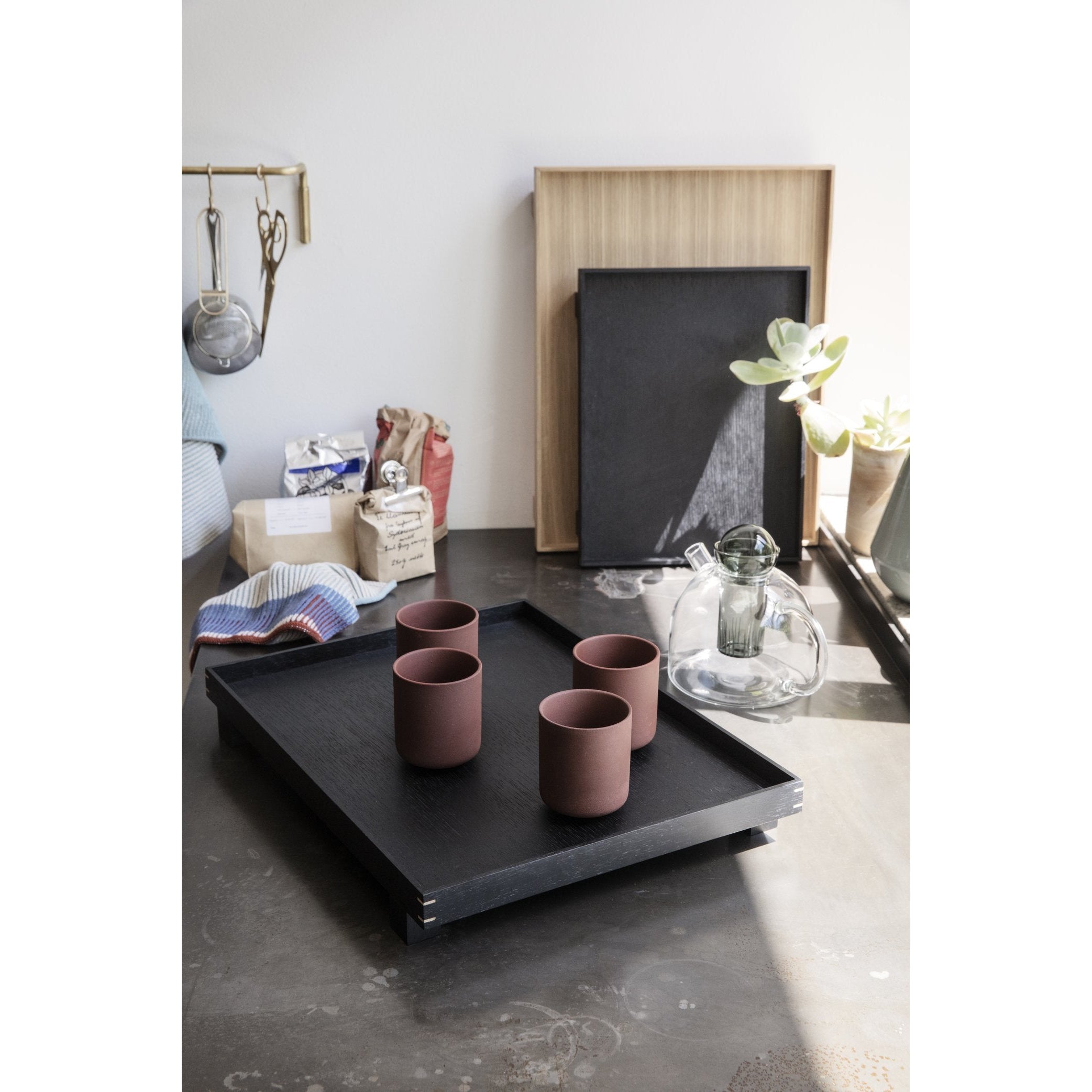 Ferm Living Bon Plateau Grand, Chêne Teinté Noir