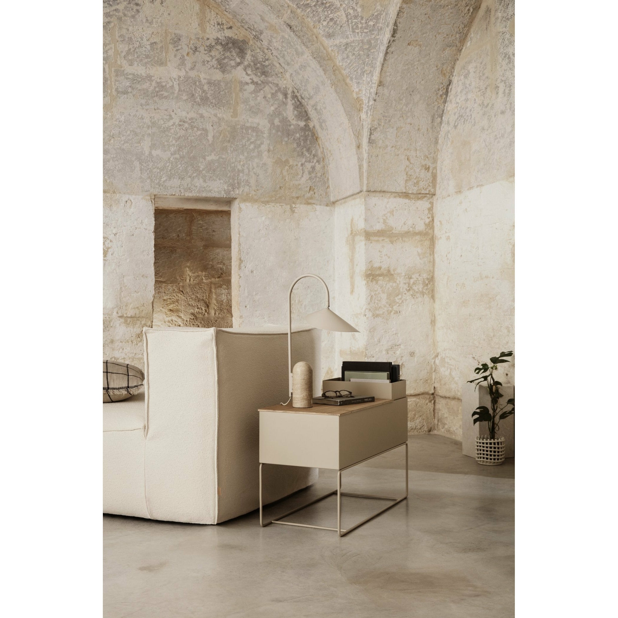 Ferm Living Catena sofá reposapié izquierdo S400 Slub de algodón seco, blanco blanco