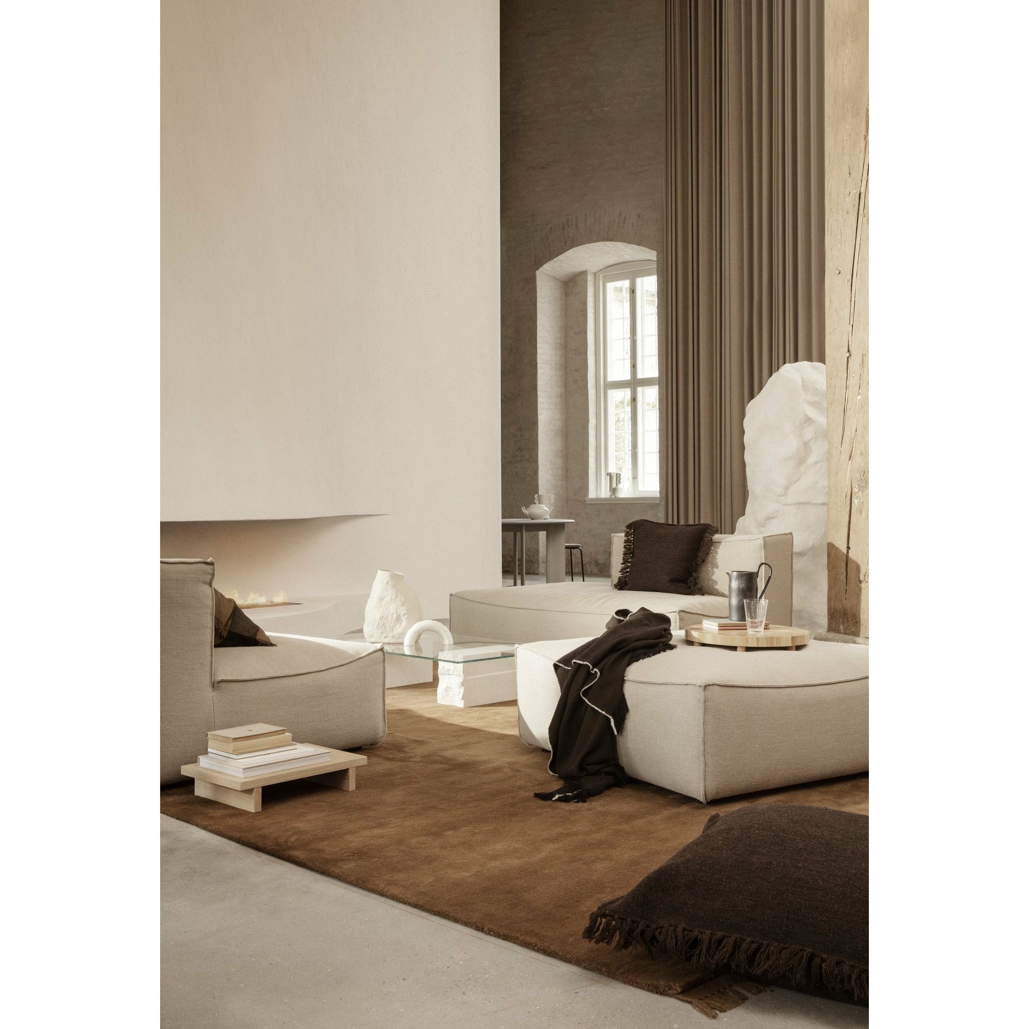 Ferm Living Catena Sofa Armlæn Højre S401 Dry Cotton Slub, Off White