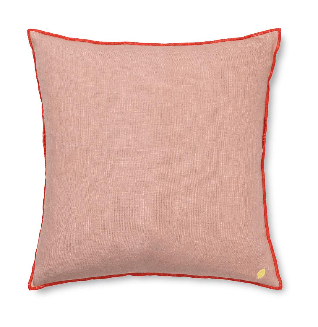 Living Living Contrast Linen Cushion, Rose empoeirada