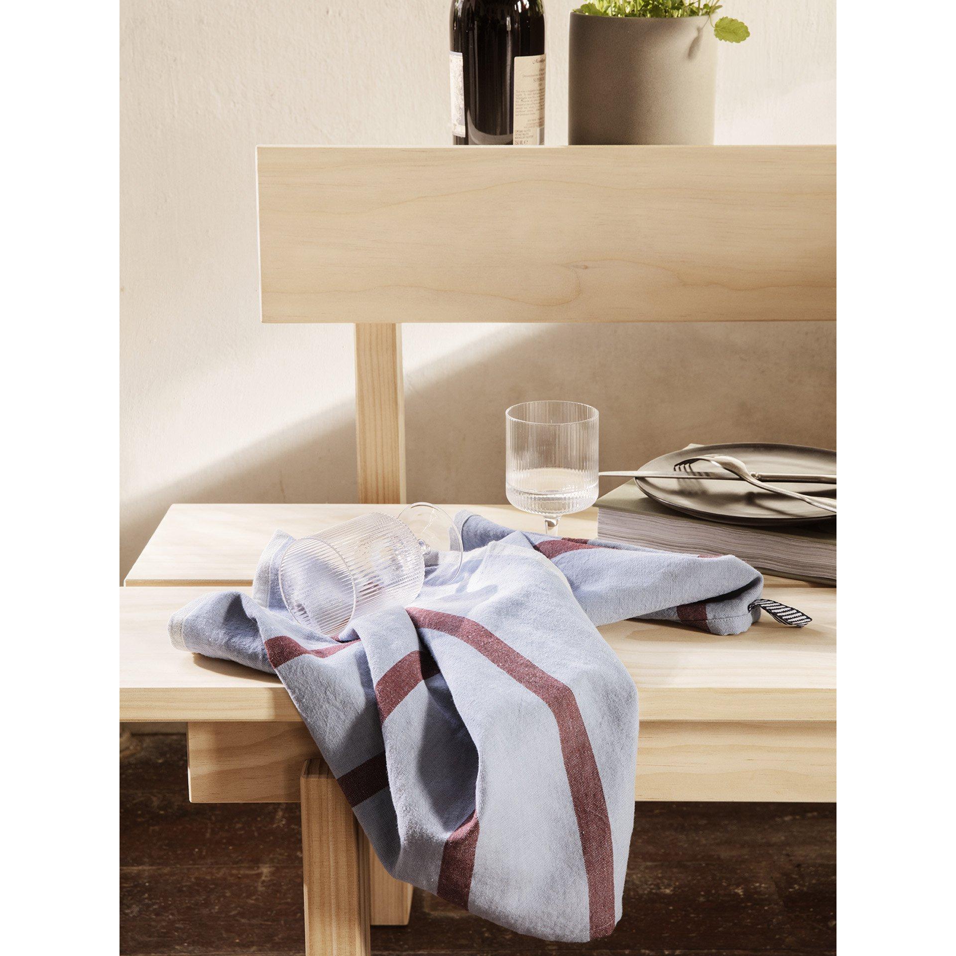 Ferm Living Hale Tea Towel, Faded Blue/Burgundy