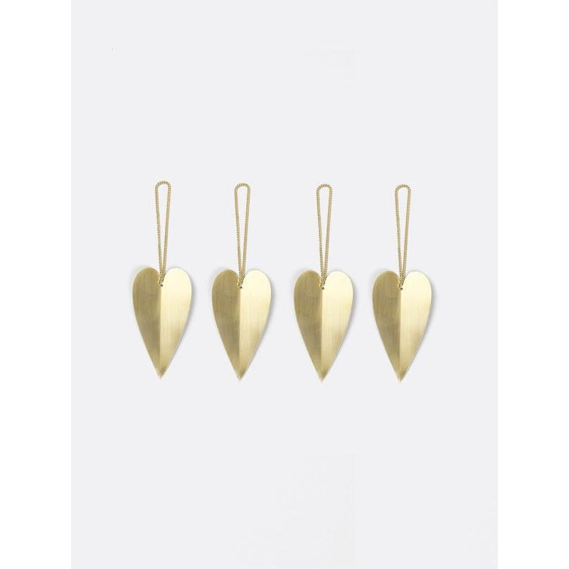 Ferm Living Heart Tree Decorations messing, 4 pc's.