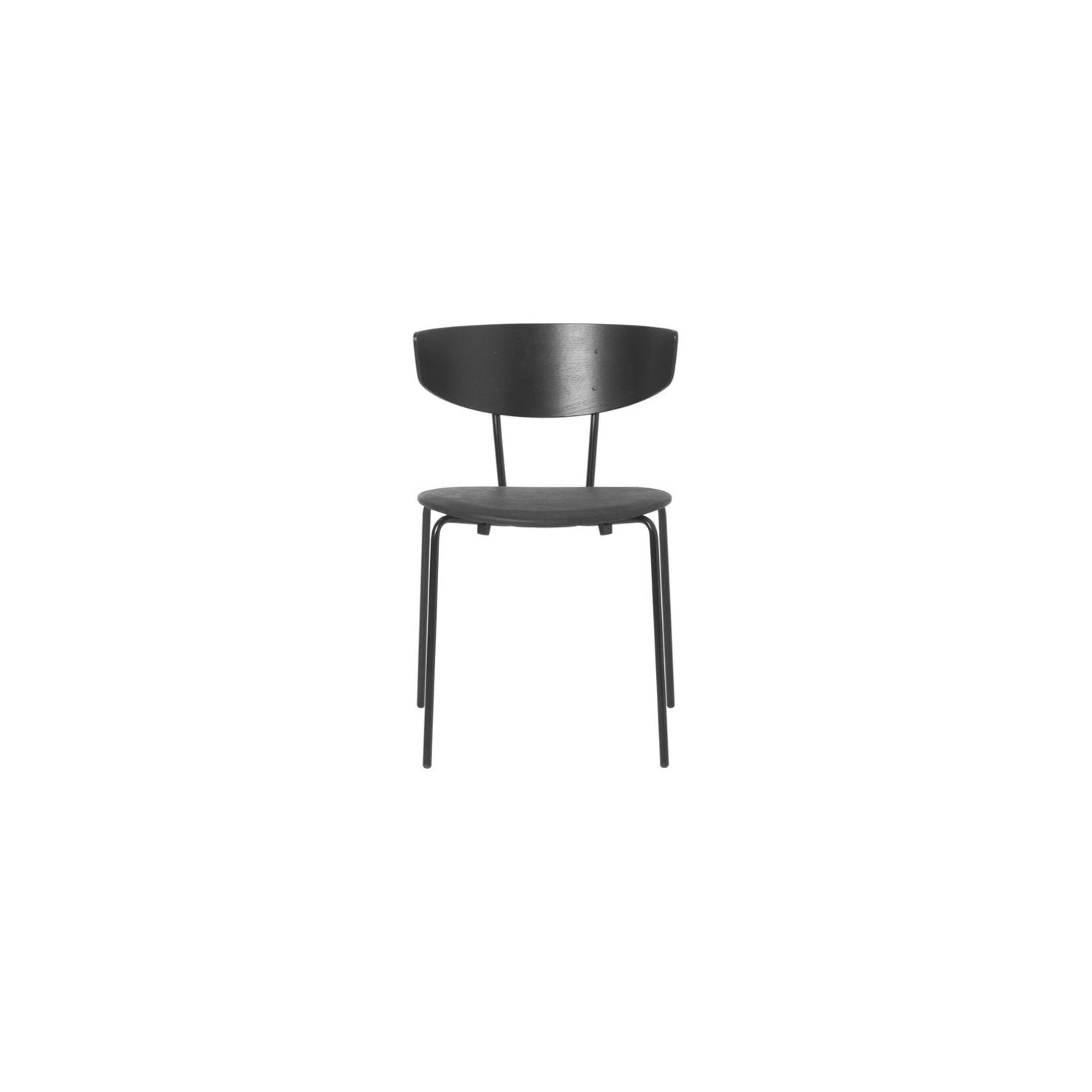 Ferm Living Herman Stuhl, schwarz/schwarzes Leder