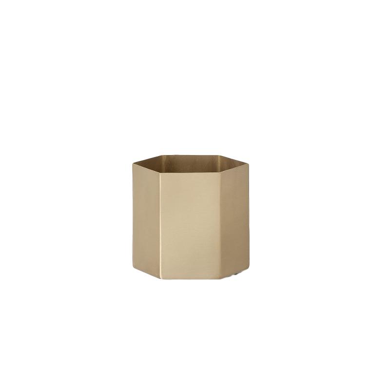 Ferm Living Hexagon Flowerpot Brass, ø14cm