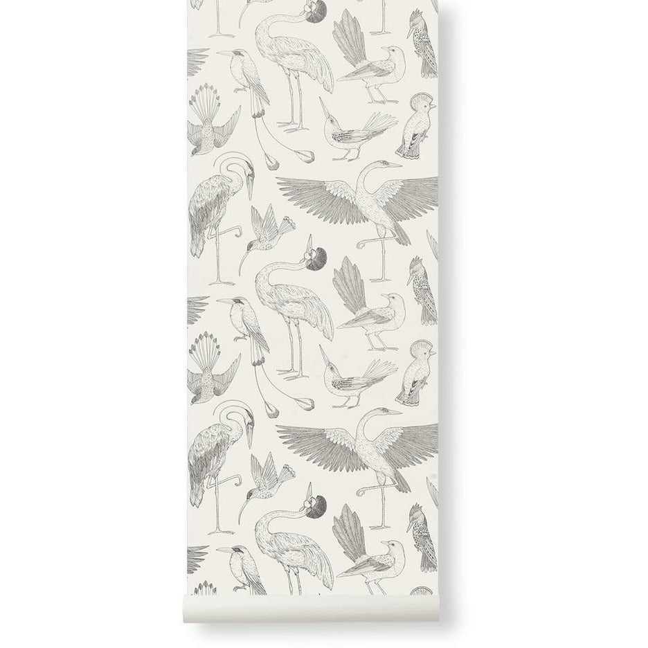 Ferm Living Katie Scott Wallpaper Vögel, aus weiß