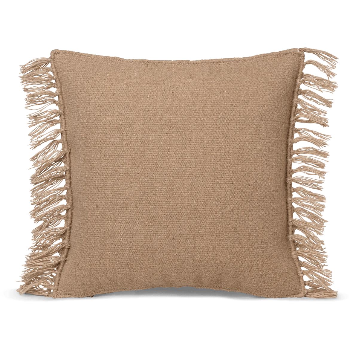 Living Kelim Fringe Cushion Small, areia