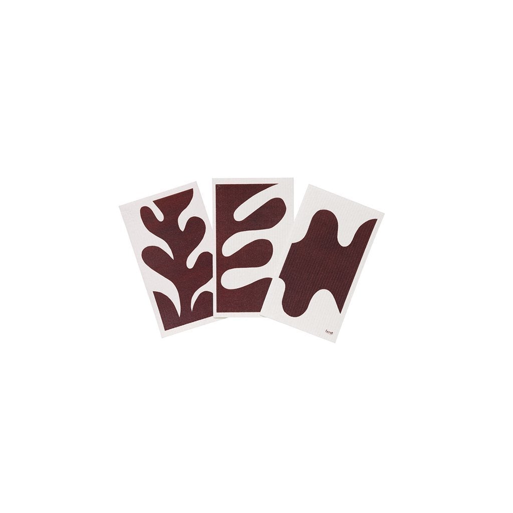 Ferm Living Leaf Rags Reddish Brown / White, 3 Pcs.