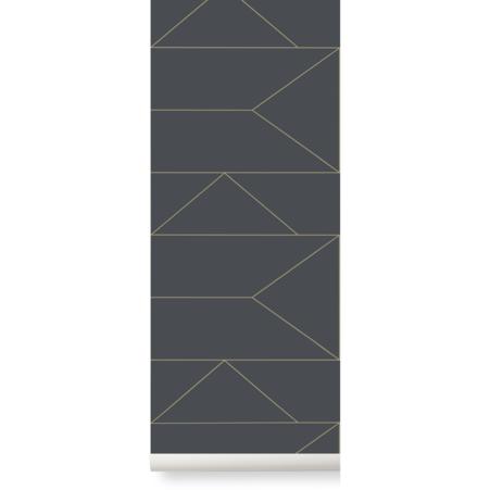 Ferm Living Lines Wallpaper, grafite