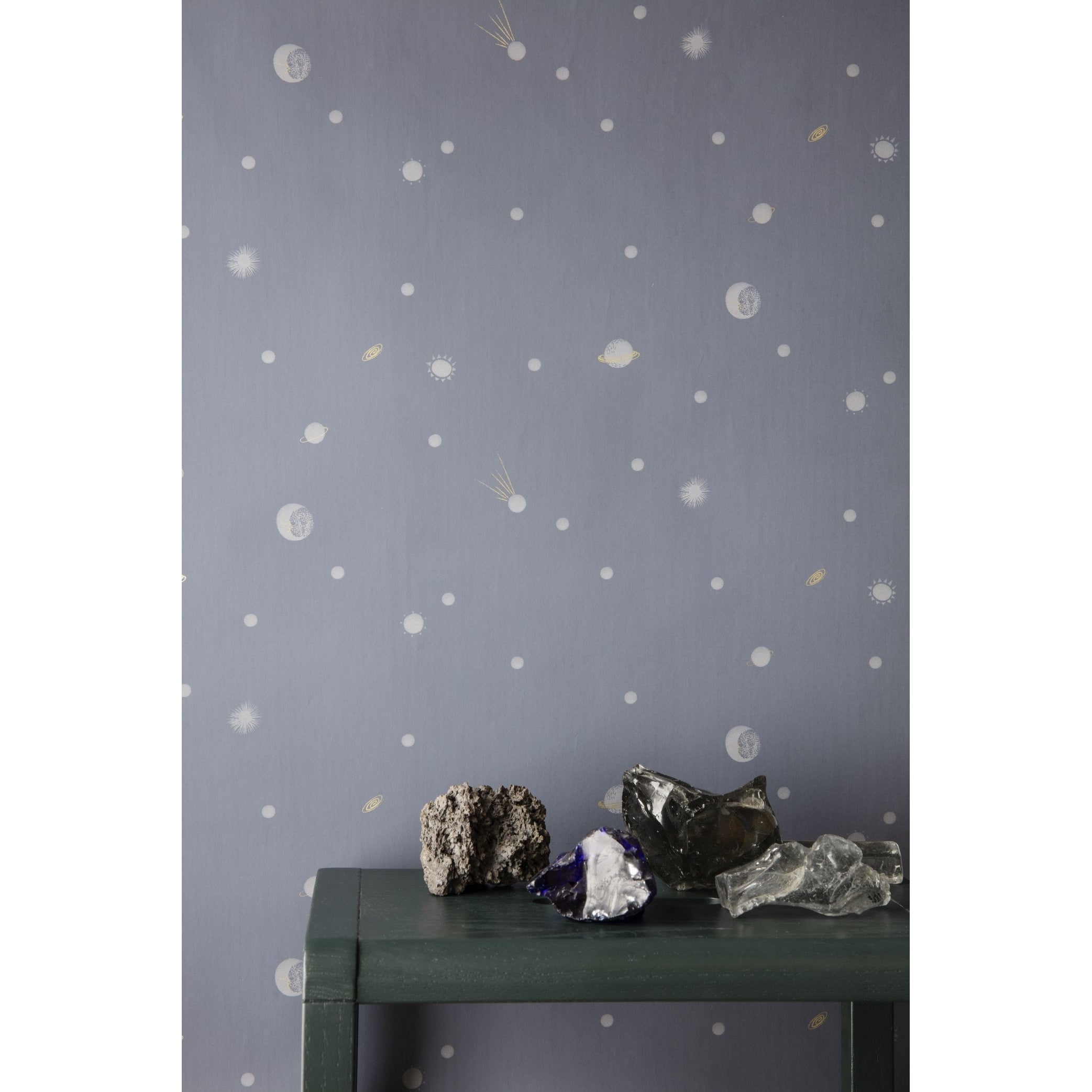 Ferm Living Papier peint Lune, bleu foncé