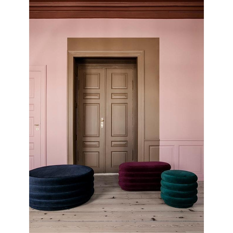 Ferm Living Pouf Tabouret Rond Bleu Foncé, ø42cm