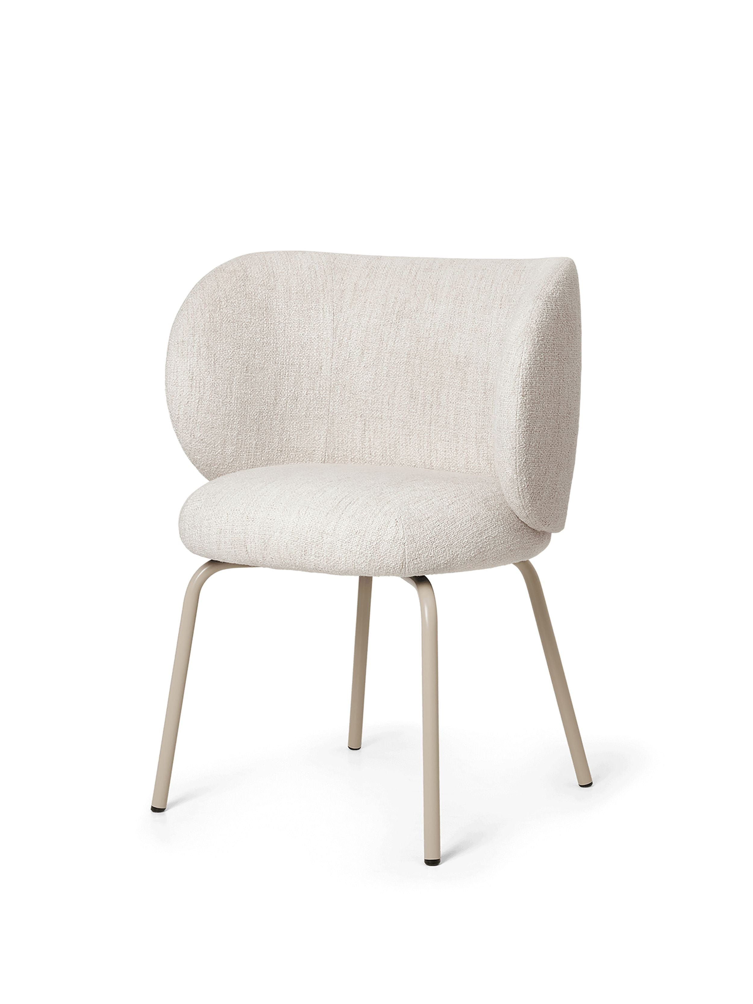 Ferm Living Rico - Chaise de salle à manger Bouclé, blanc cassé/beige