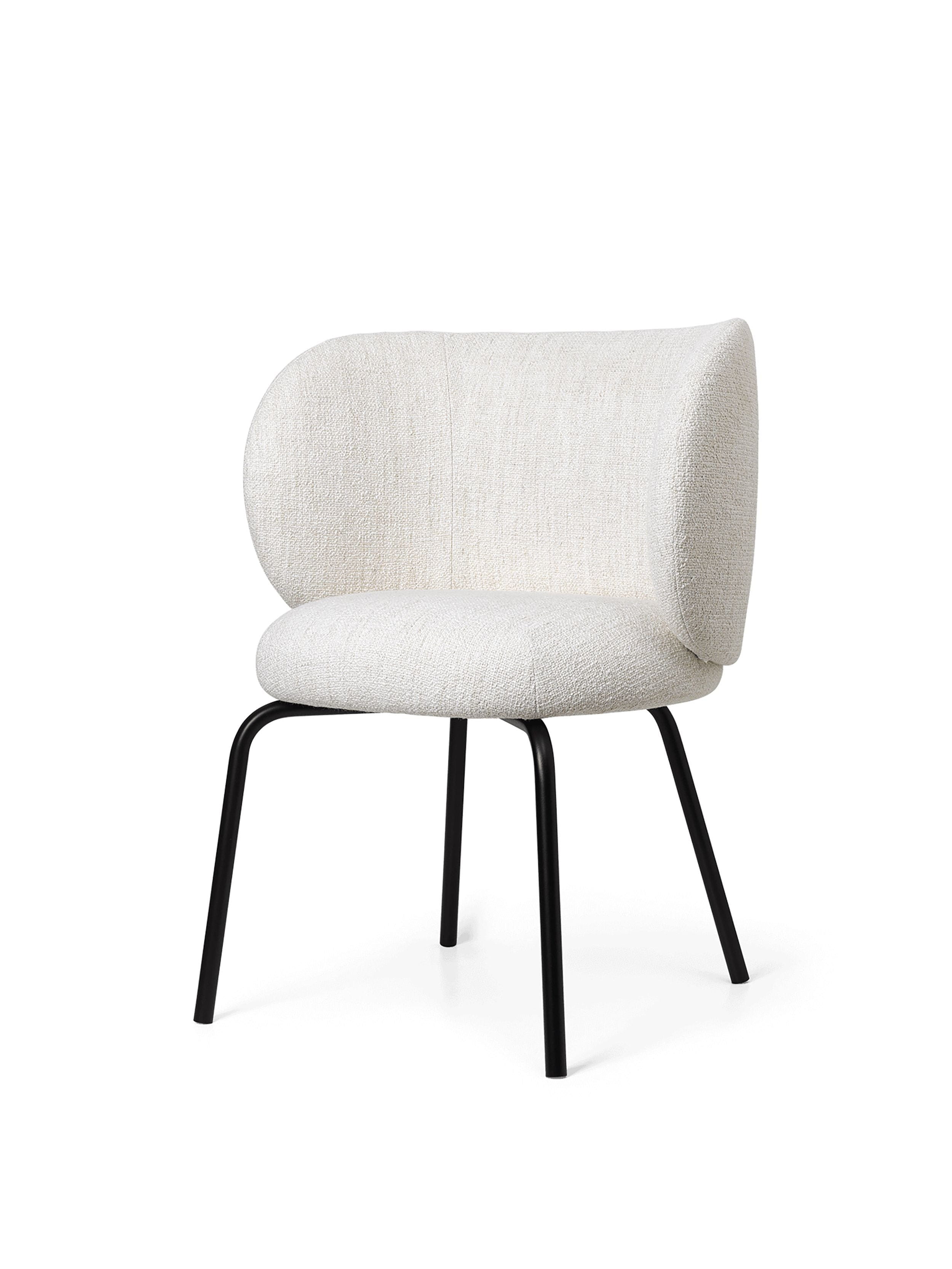 Ferm Living Rico Spisestuestol Bouclé, Off White/Sort