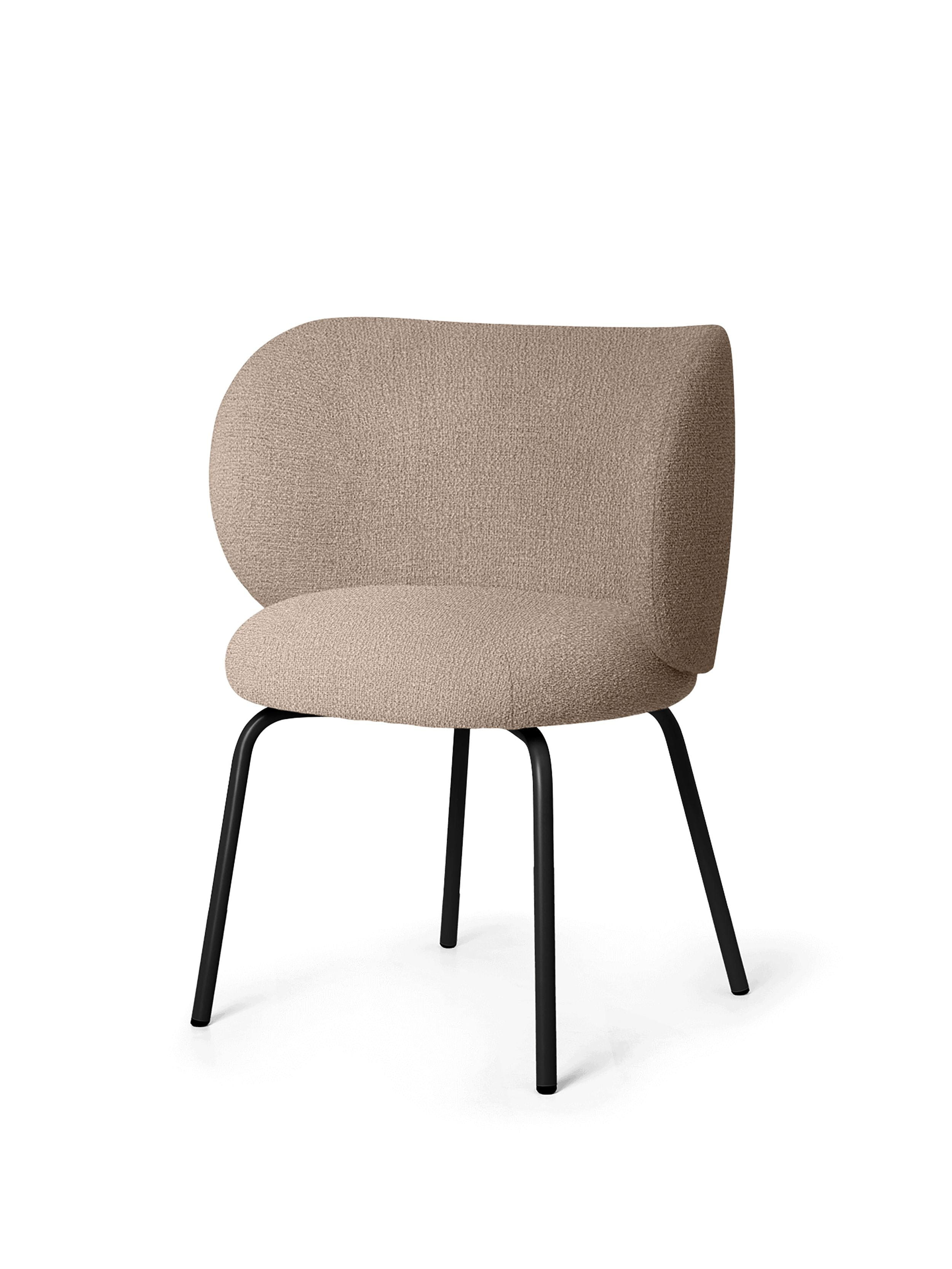 Ferm Living Rico Essstuhl Bouclé, Sand/Schwarz