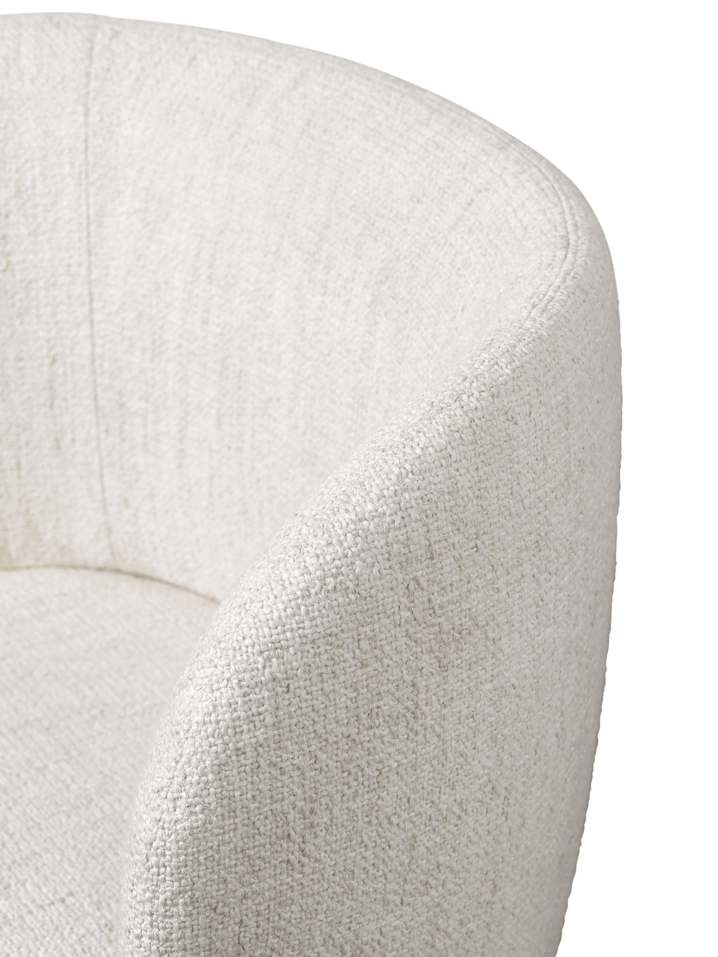 Ferm Living Rico Dining Chair With Swivel Joint Bouclé, Off White/Chrome