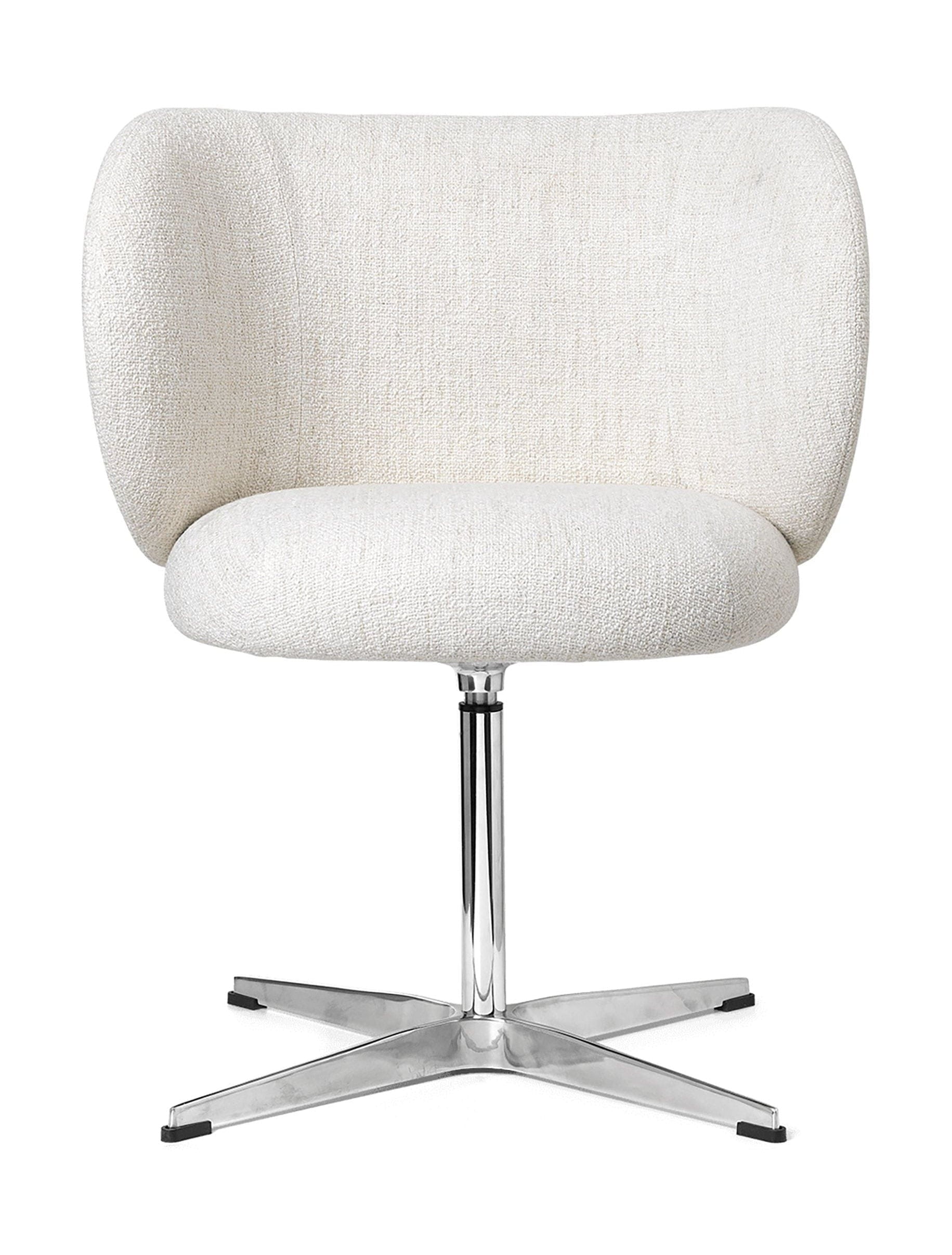 Ferm Living Rico Dining Chair With Swivel Joint Bouclé, Off White/Chrome