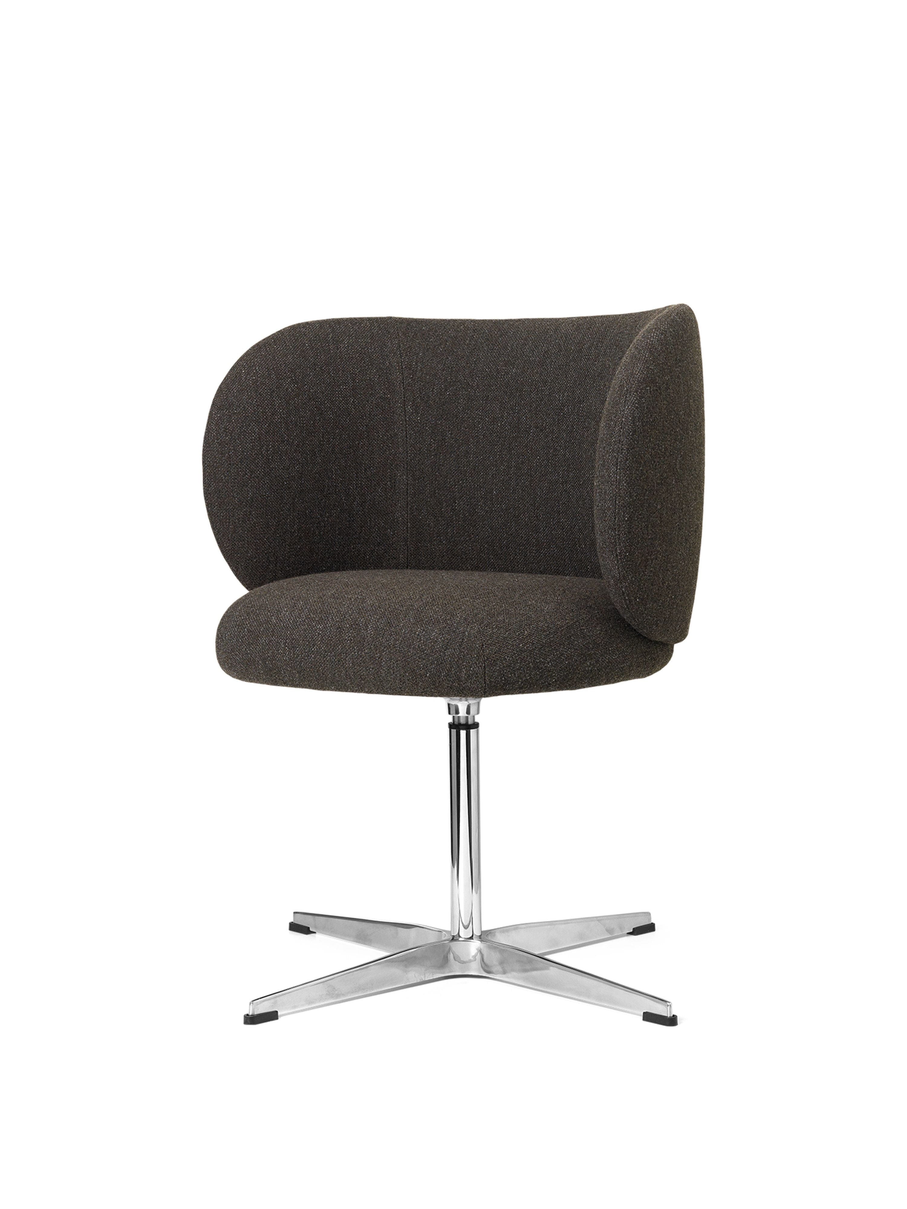 Ferm Living Rico Silla de comedor con hilingdal de articulación giratoria, gris oscuro/cromo