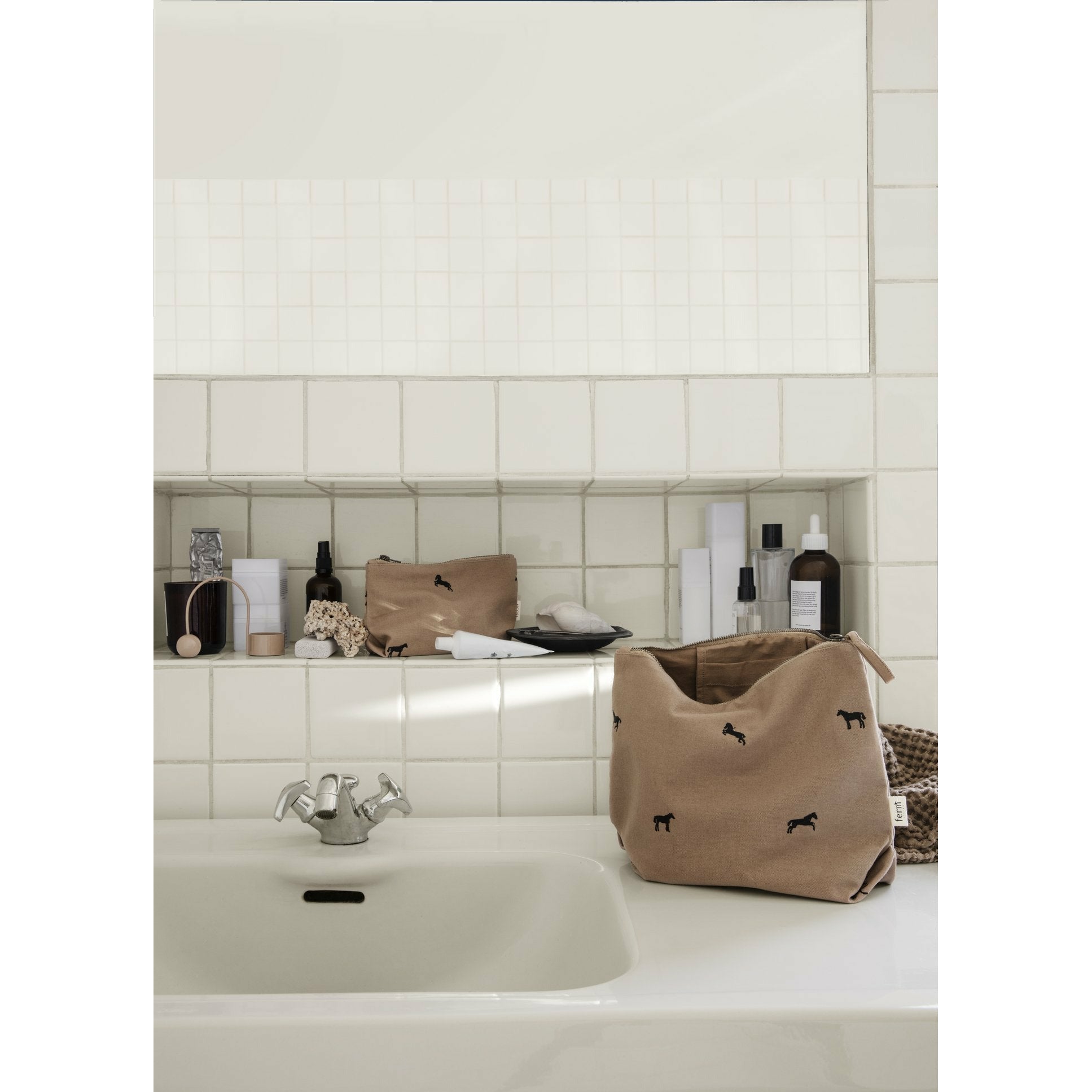 Ferm Living Striped Bag, Dark Tan