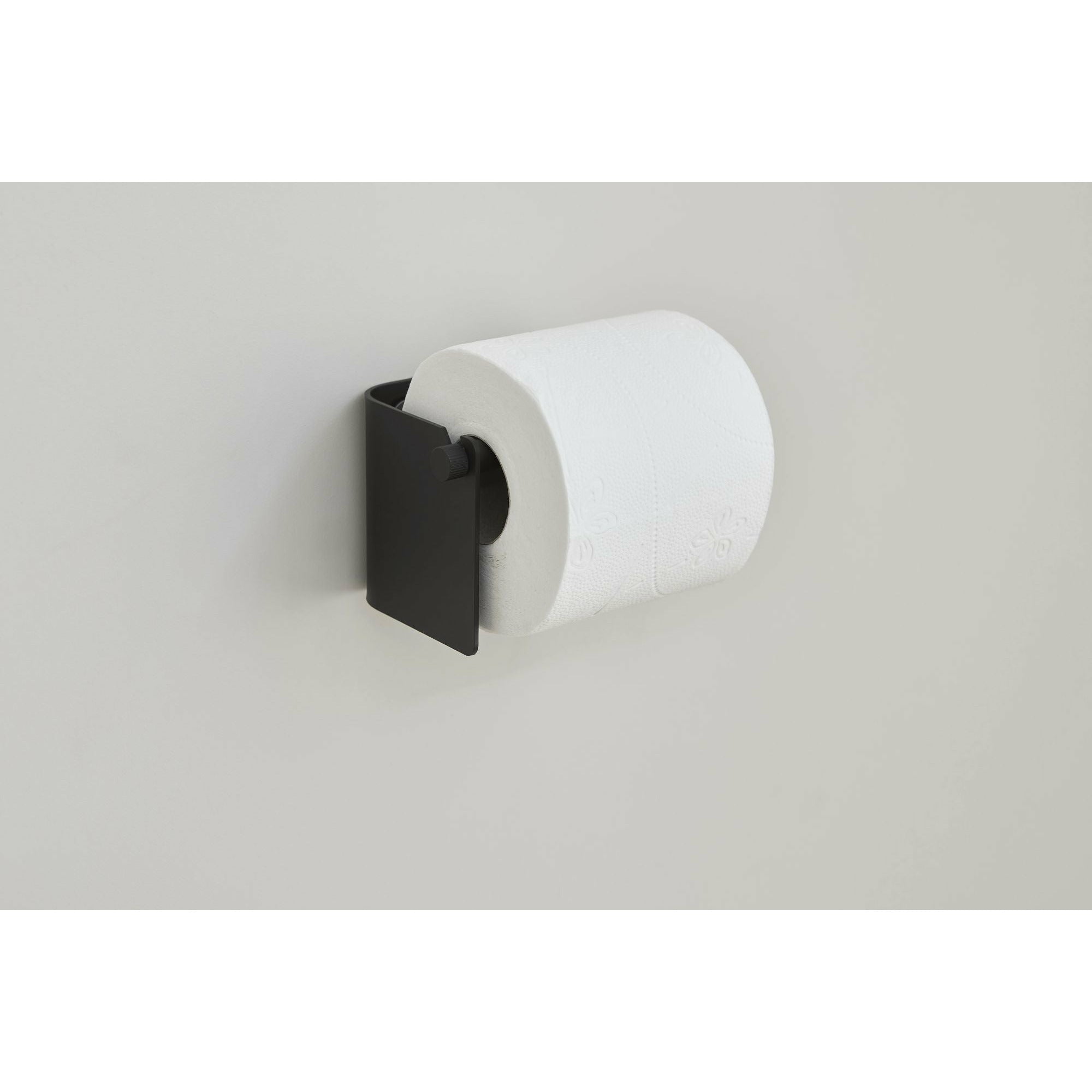 Form & forfine bue toiletrulleholder. Sort stål