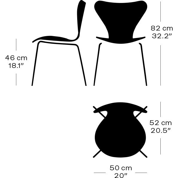 Fritz Hansen 3107 Chair Unupholstered, Black/Dyed Ash Olive Green