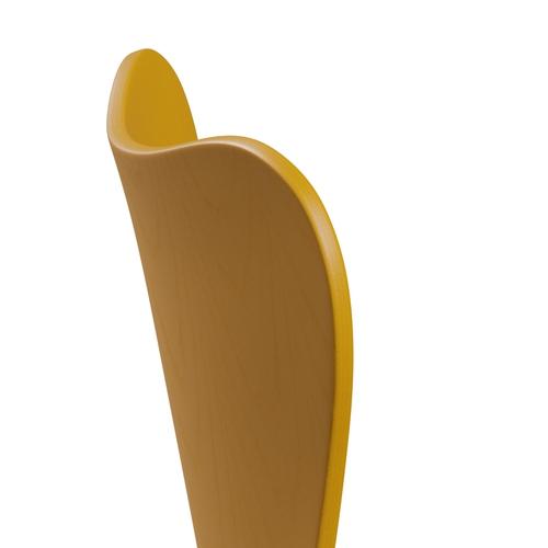 Fritz Hansen 3107 chaise unophastered, noire / teintée vraie jaune