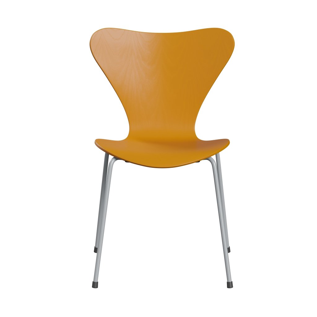 Fritz Hansen 3107 Chair Unupholstered, Silver Grey/Coloured Ash Burnt Yellow