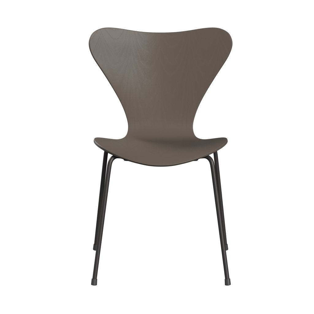 Fritz Hansen 3107 chaise unopolyster, graphite chaud / cendres colorées argile profonde