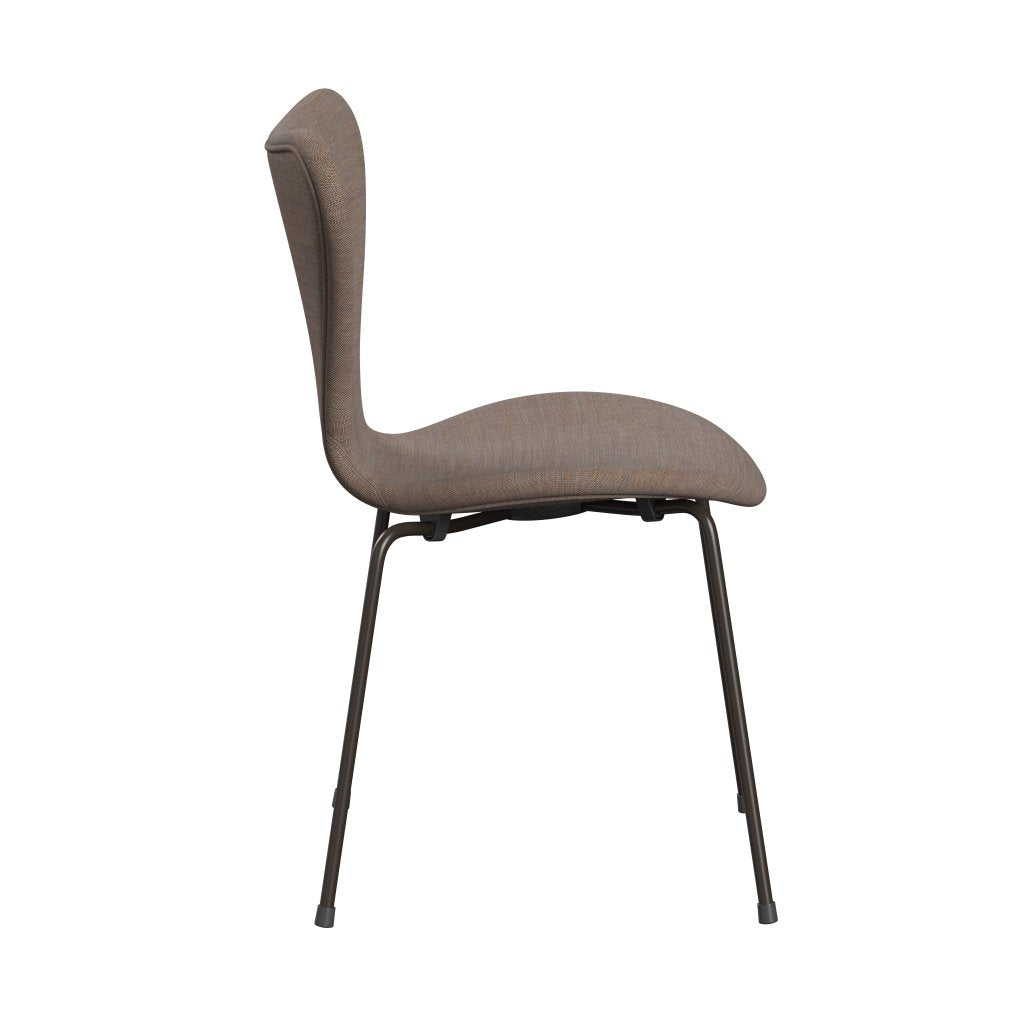 Fritz Hansen 3107 Chair Full Upholstery, Brown Bronze/Canvas Grey Sand