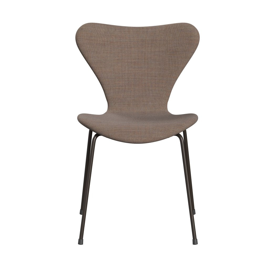 Fritz Hansen 3107 chaise pleine d'ameublement, bronze brun / toile de sable gris