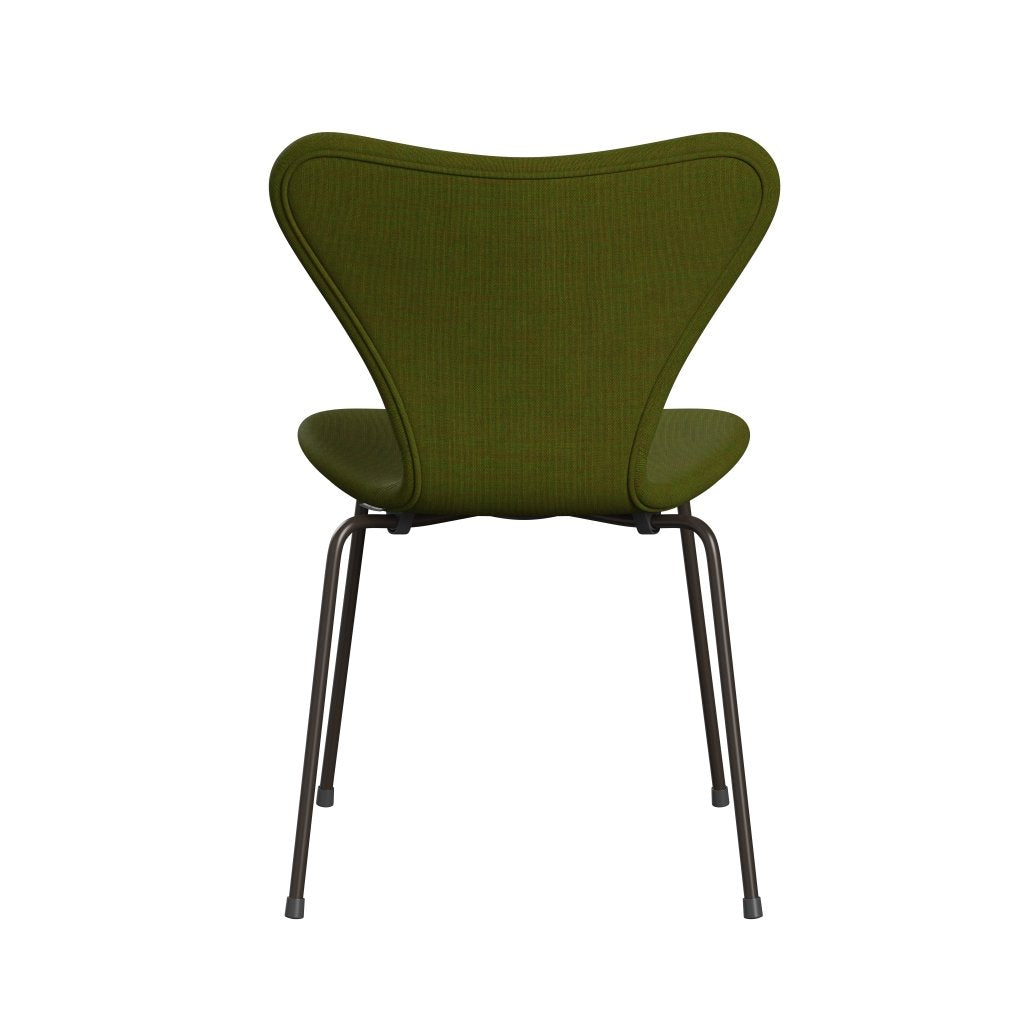 Fritz Hansen 3107 stol fuld polstring, brun bronze/lærred lys græs grønt