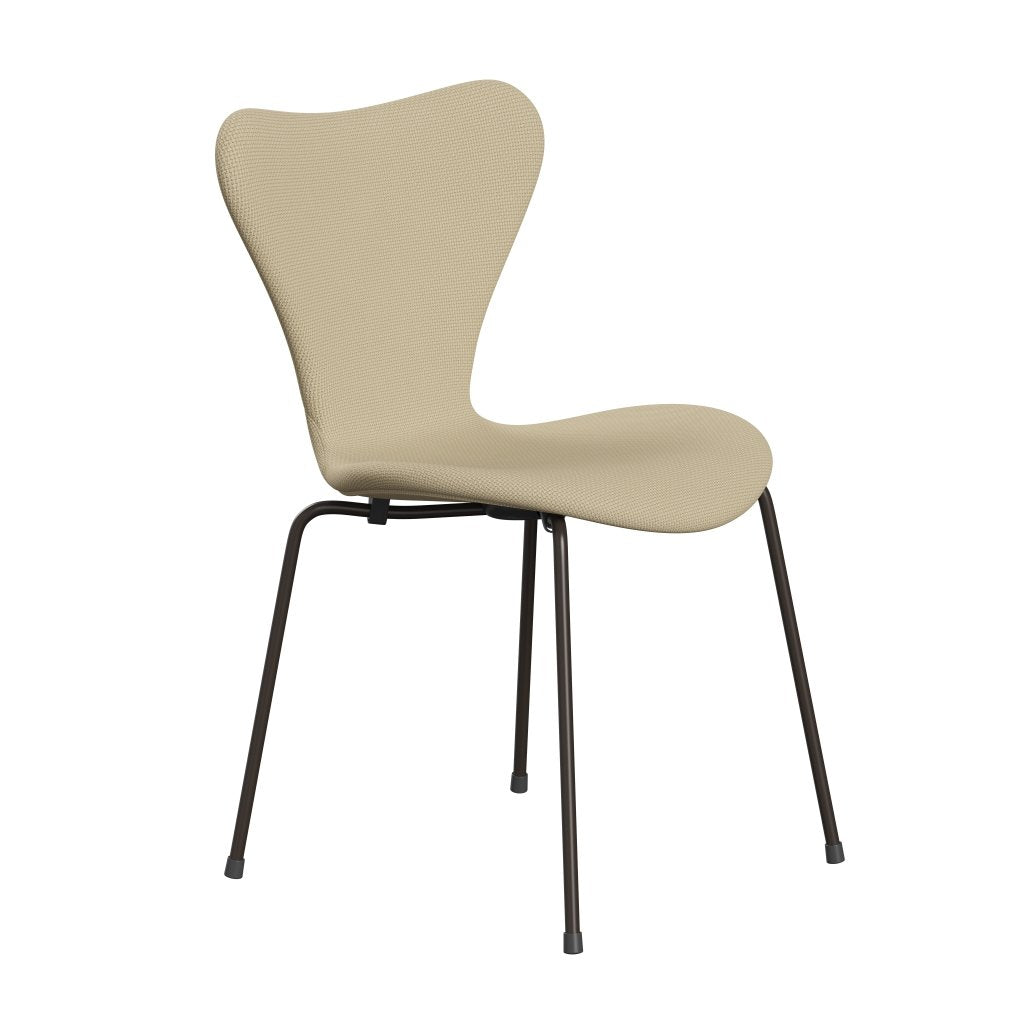 Fritz Hansen 3107 Stuhl Vollbeziegele, braune Bronze/Diablo -Elfenbein