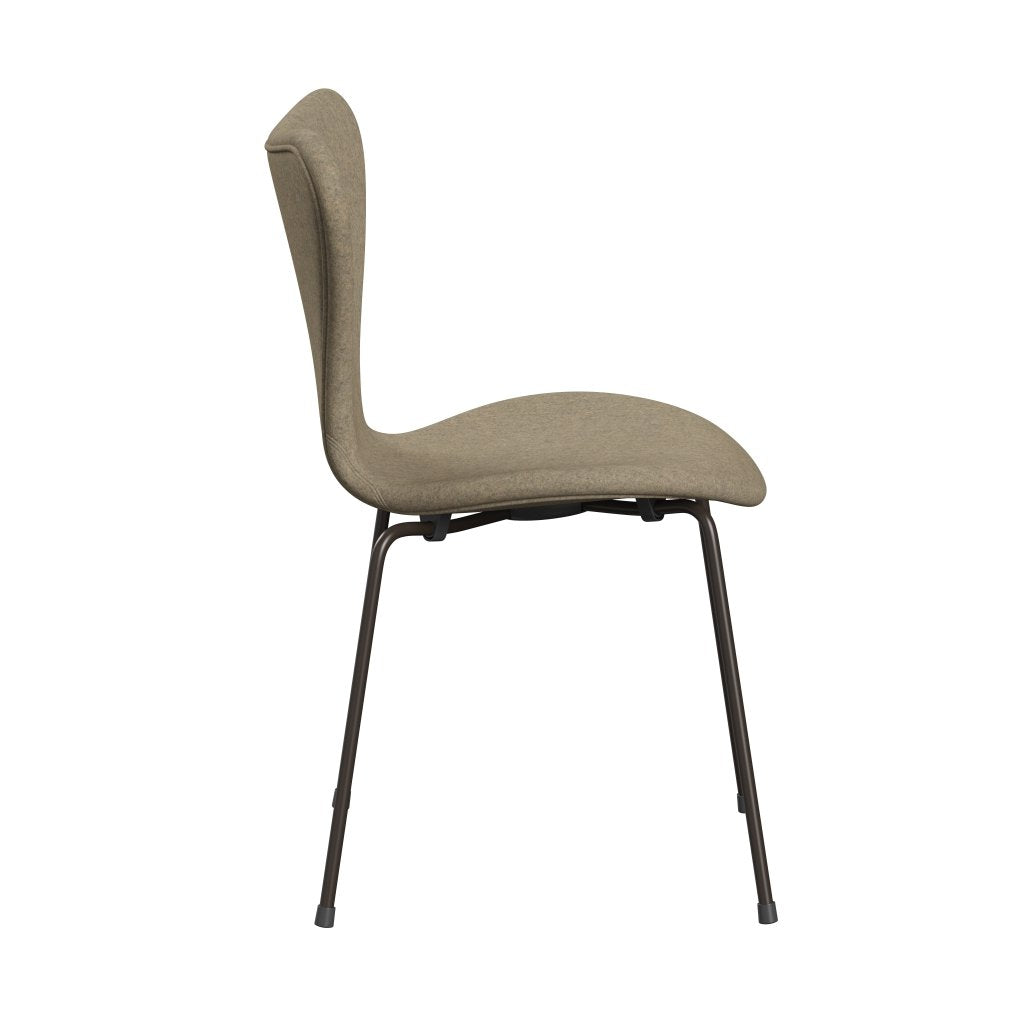 Fritz Hansen 3107 chaise pleine d'ameublement, bronze brun / divina melange gris sable