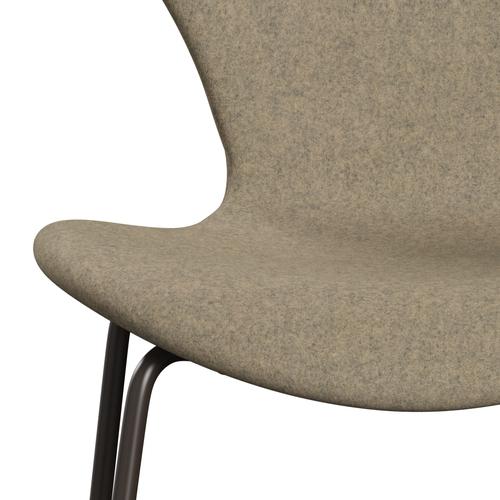 Fritz Hansen 3107 chaise pleine d'ameublement, bronze brun / divina melange gris sable