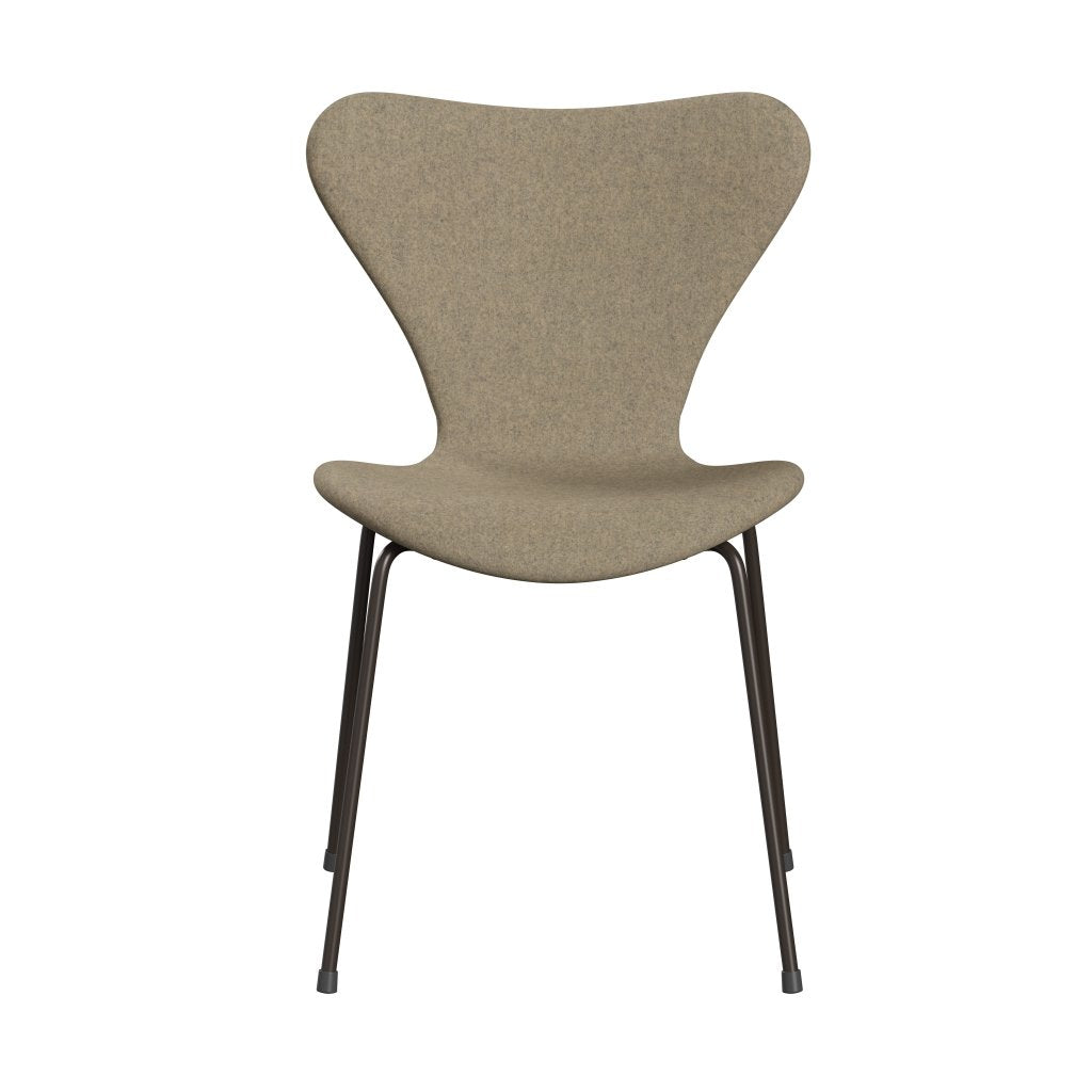 Fritz Hansen 3107 Chair Full Upholstery, Brown Bronze/Divina Melange Grey Sand