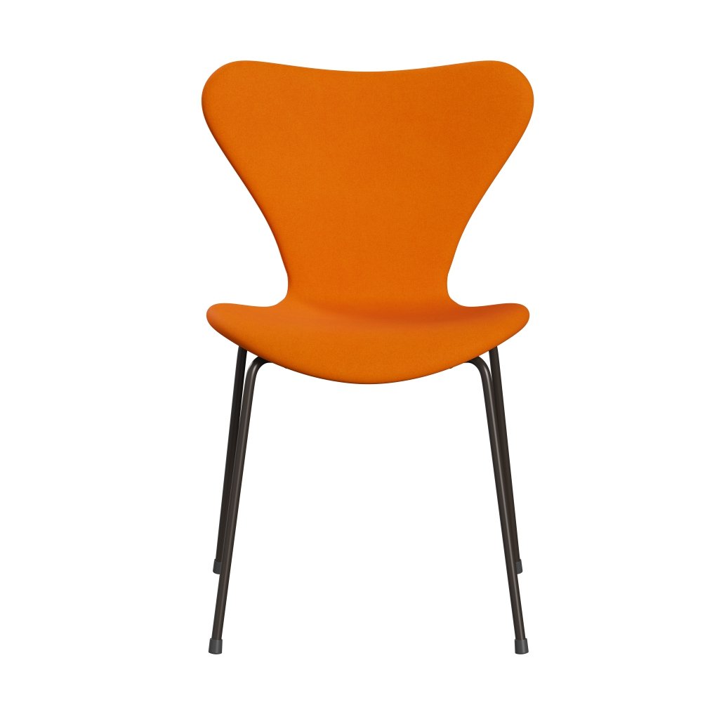 Fritz Hansen 3107 chaise complète à rembourrage, bronze brun / divina orange sombre