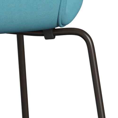 Fritz Hansen 3107 Chair Full Upholstery, Brown Bronze/Divina Turquoise Light