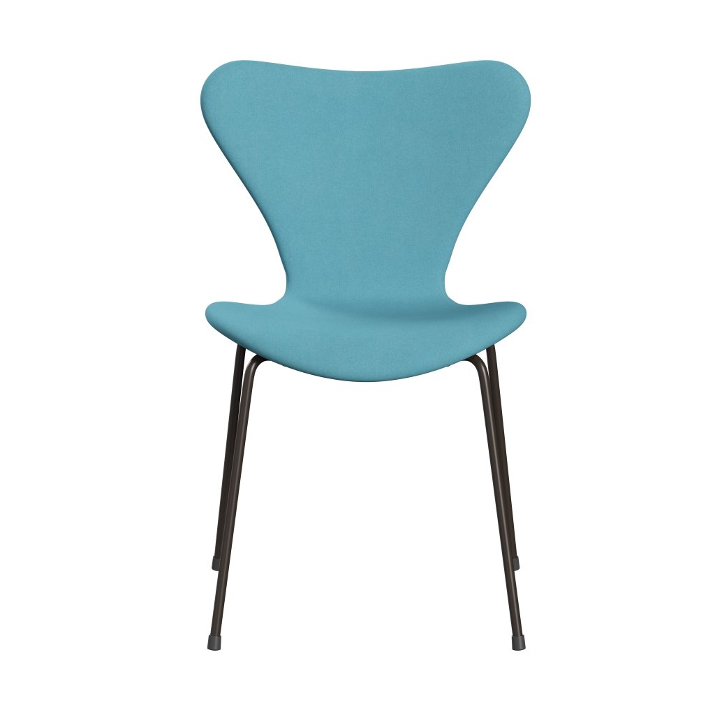 Fritz Hansen 3107 Chair Full Upholstery, Brown Bronze/Divina Turquoise Light