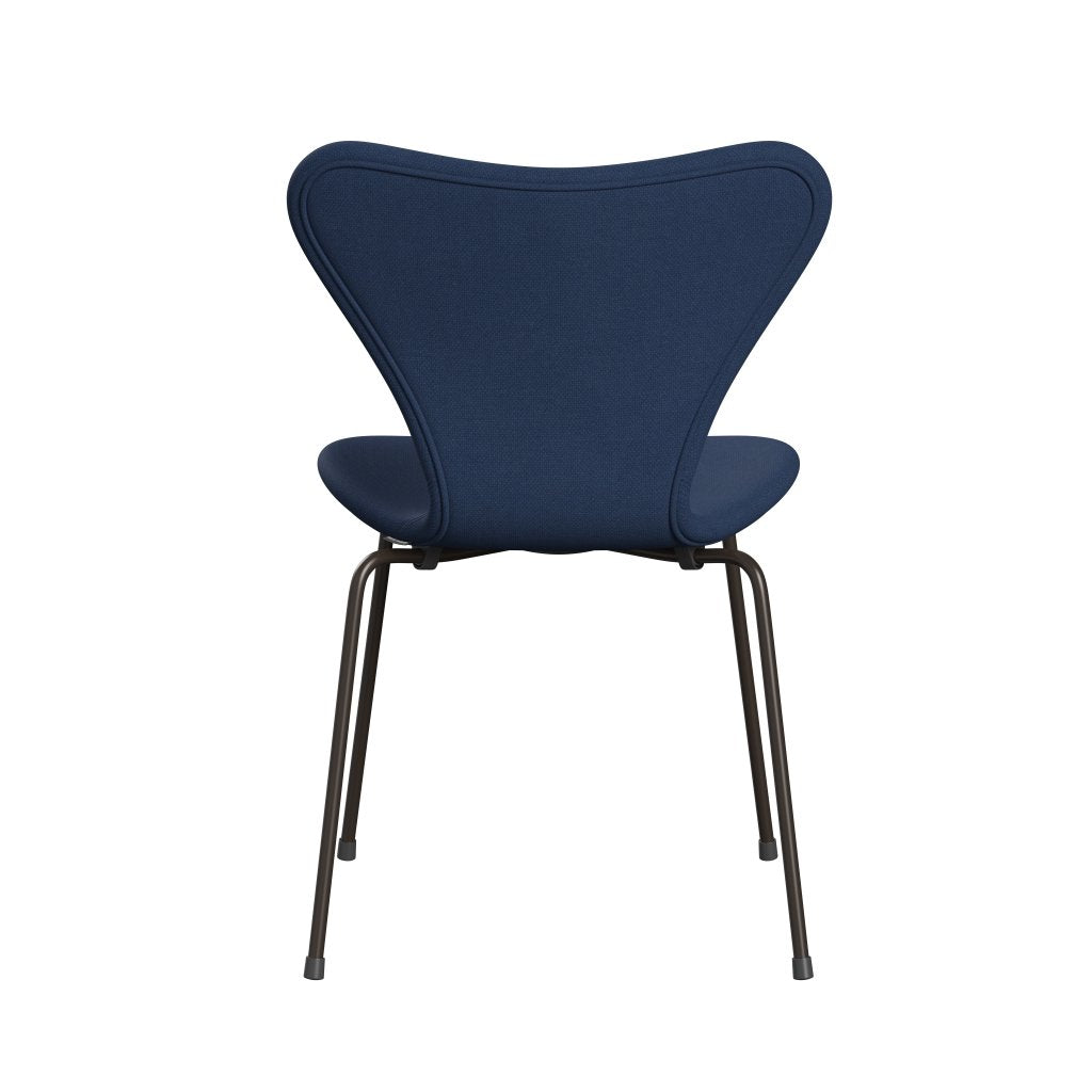 Fritz Hansen 3107 Silla tapicería completa, bronce marrón/fiord azul medio/azul medio